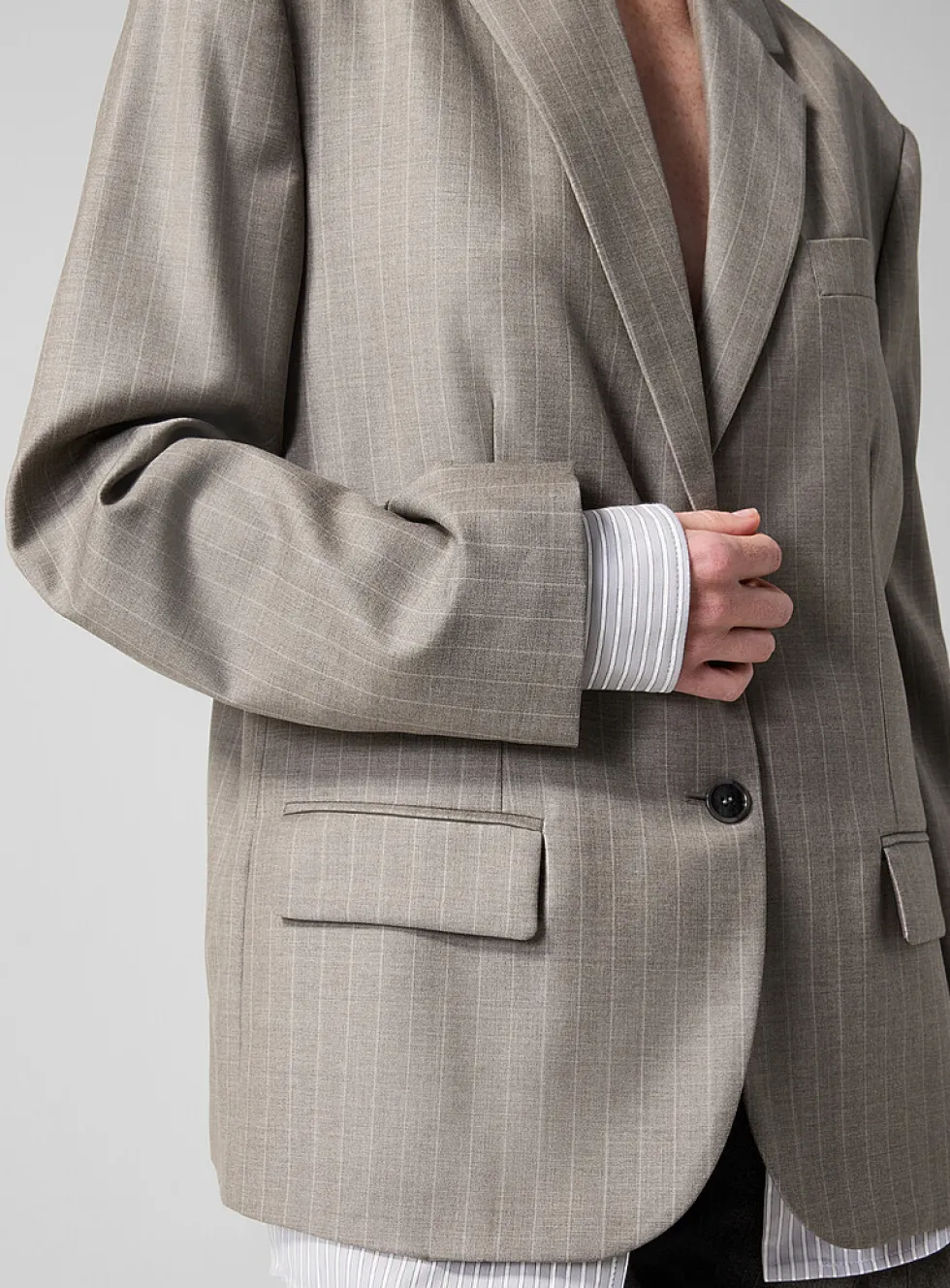 Fine-striped layered-look jacket