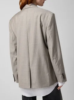 Fine-striped layered-look jacket