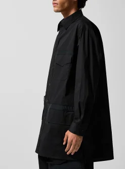 Fishnet inserts multipocketed elongated shirt