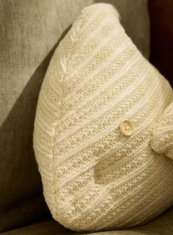 Fish-shaped faux-raffia outdoor cushion