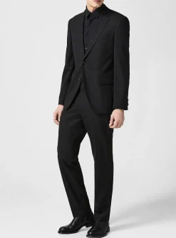 Fitted black twill suit