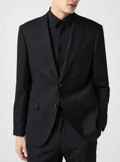 Fitted black twill suit