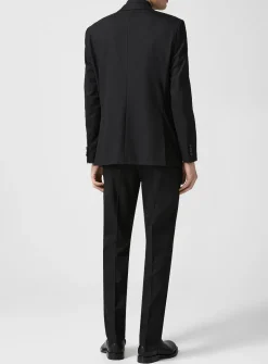 Fitted black twill suit