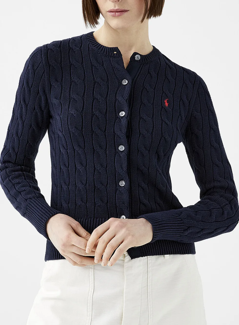 Fitted cable knit cardigan