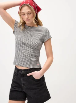 Fitted gingham T-shirt