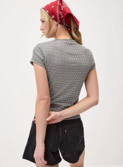 Fitted gingham T-shirt