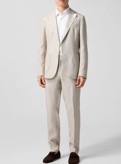 Fitted linen-blend pant