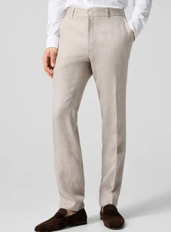 Fitted linen-blend pant
