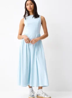 Fitted poplin maxi dress