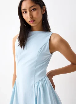 Fitted poplin maxi dress