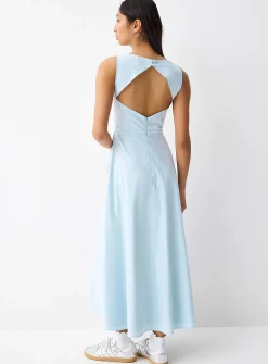 Fitted poplin maxi dress