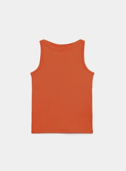 Fitted ribbed boat-neck cami