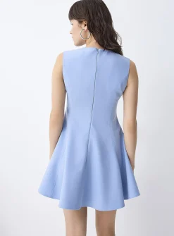 Fitted-waist flared tailored dress