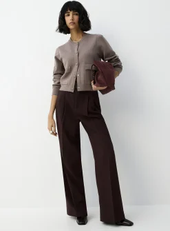 Flap pockets dense knit boxy-fit cardigan