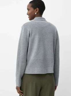 Flap-pocket polo-collar cardigan