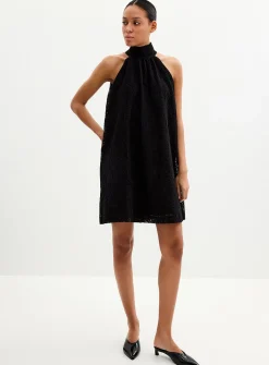 Flared lace halter dress