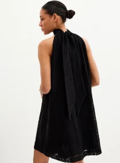 Flared lace halter dress