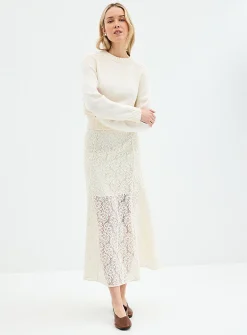 Flared lace skirt