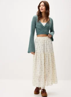 Flared-sleeve terry shrug