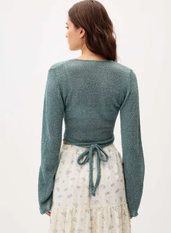 Flared-sleeve terry shrug