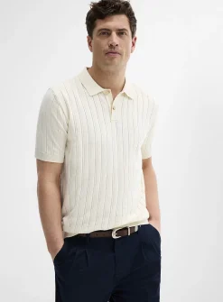 Flat-rib knit polo