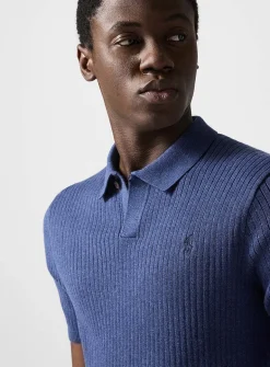 Flat-rib knit polo