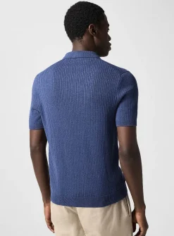 Flat-rib knit polo