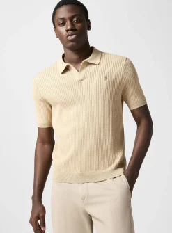 Flat-rib knit polo