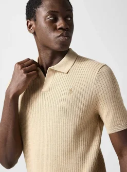 Flat-rib knit polo