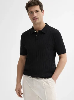 Flat-rib knit polo