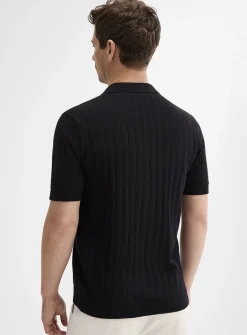 Flat-rib knit polo