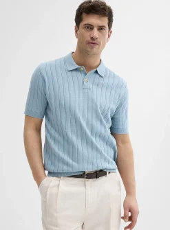 Flat-rib knit polo