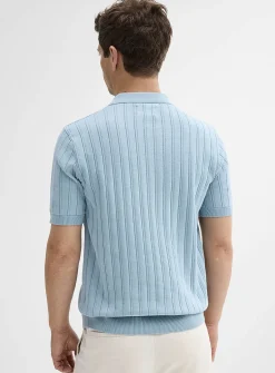 Flat-rib knit polo