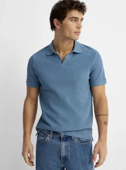 Flat-ribbed Johnny collar polo