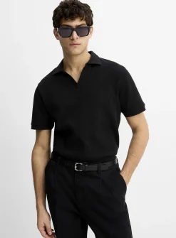 Flat-ribbed Johnny collar polo
