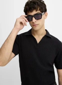 Flat-ribbed Johnny collar polo