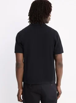 Flat-ribbed polo-collar cardigan