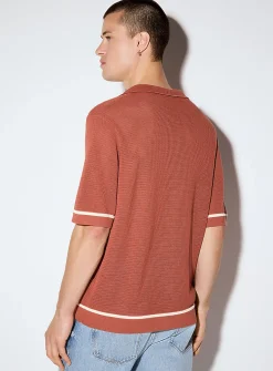 Flaviro pointelle knit camp shirt
