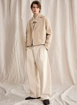 Flecked beige pleated pant