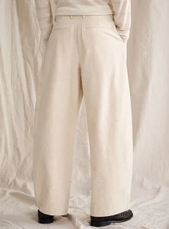 Flecked beige pleated pant