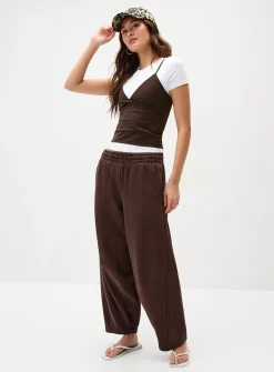 Fleece barrel-leg pant