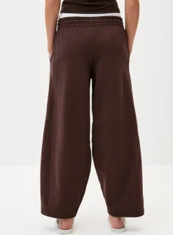 Fleece barrel-leg pant