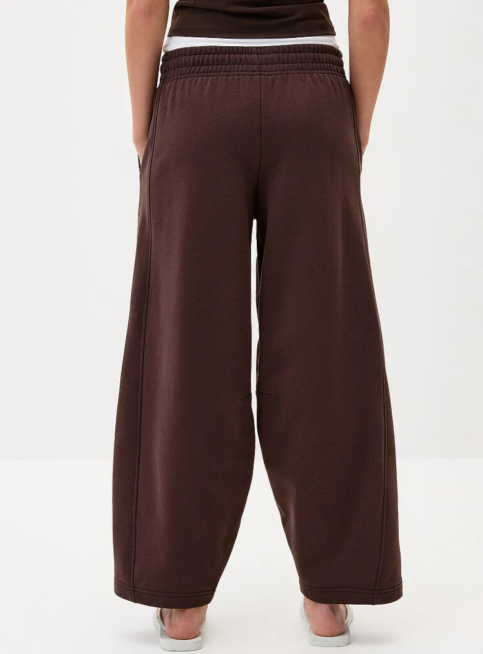 Fleece barrel-leg pant
