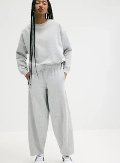 Fleece barrel-leg pant