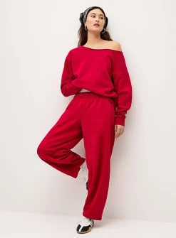 Fleece barrel-leg pant