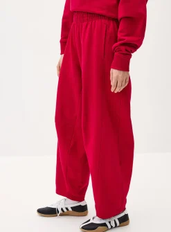 Fleece barrel-leg pant