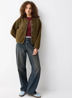 Fleece boxy-fit jacket