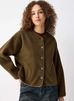 Fleece boxy-fit jacket