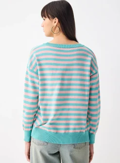 Fleece heart striped sweater