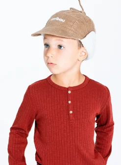 Fleece-lined corduroy trapper cap